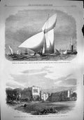 Original Old Antique Print 1868 Royal Thames Yacht Club Fiona Templenewsa 19th