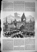 Old Antique Print 1868 Leeds Exhibition Prince Wales Great George Street 19th