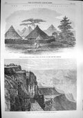 Original Old Antique Print 1868 Abyssinia King'S House Magdala Cameron Stern