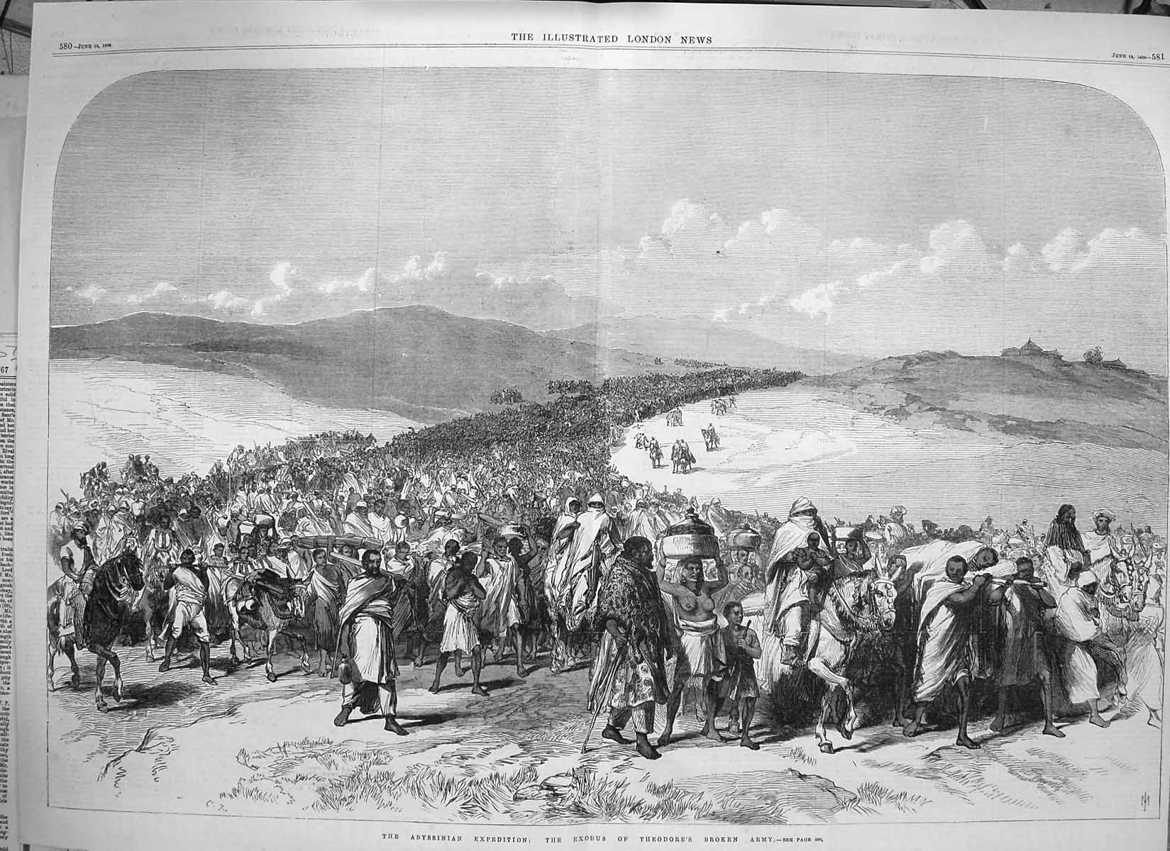 Original Old Antique Print 1868 Abyssinia Exodus Theodore Broken Army Siers
