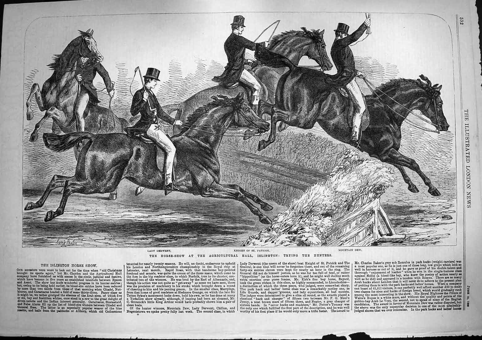 Original Old Antique Print 1868 Horse Show Agricultural Show Islington Derwent
