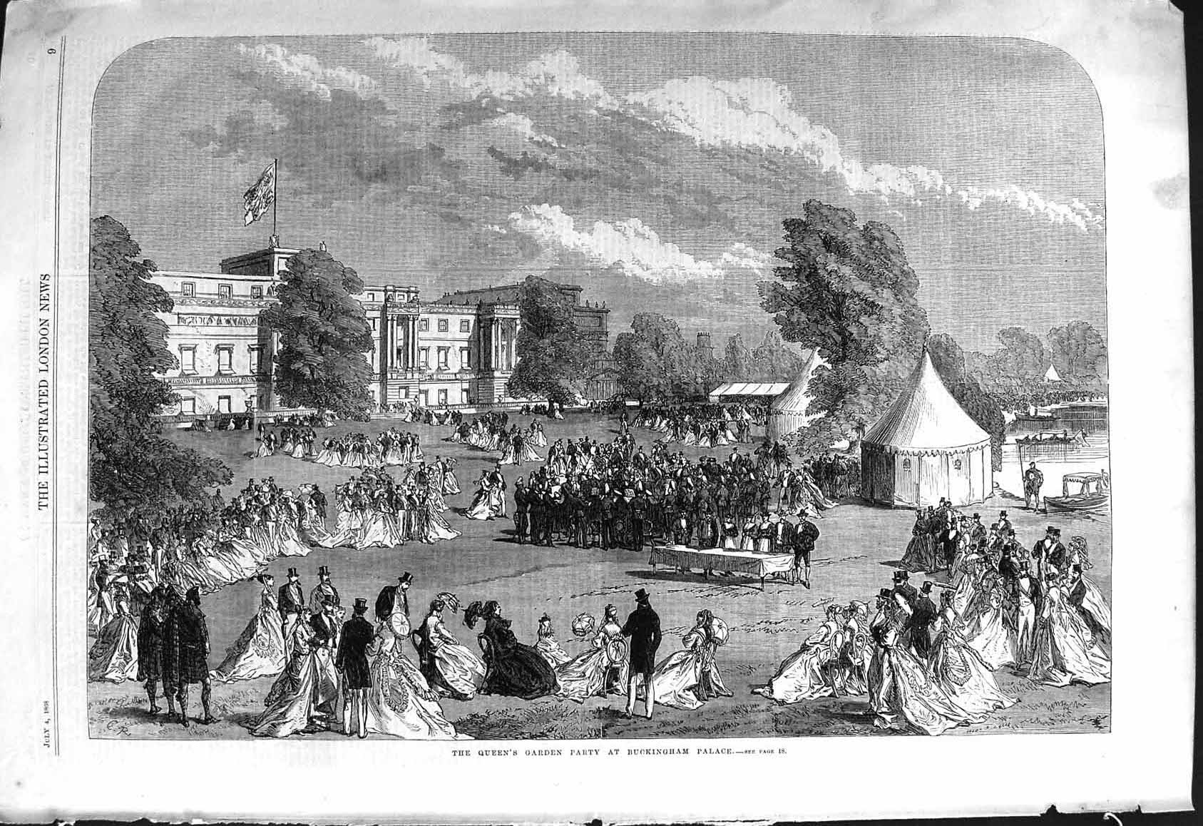 Old 1868 Queen Garden Party Buckingham Palace London England Royal Fa Victorian