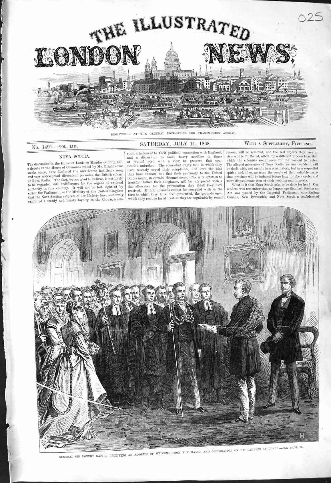 Old 1868 General Robert Napier Receiving Address Welcome Mayor Corpor Victorian