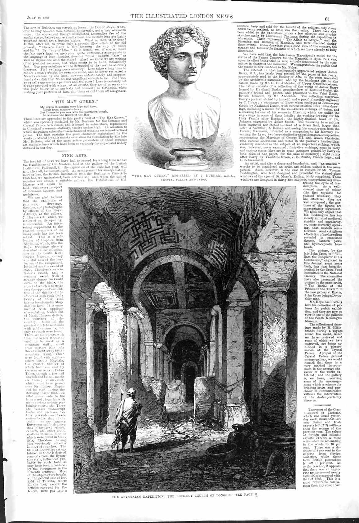 Old 1868 May Queen Bust Abyssinian Expedition Rock-Cut Church Dongolo Victorian