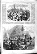 Old Print 1868 Volunteer Camp Wimbledon Fortune Telling Ladies Club Tents 19th