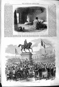 Antique Print 1868 Beatalehem House Bread Abyssinian Church Statue King Leop