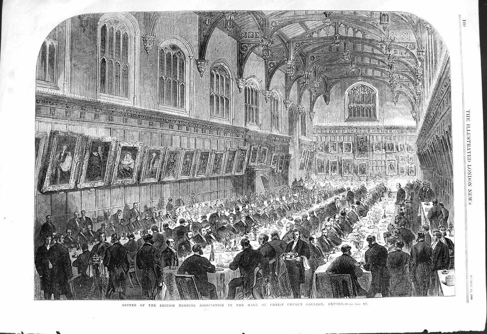 Old 1868 Dinner British Medical Association Hall Christ Church Colleg Victorian