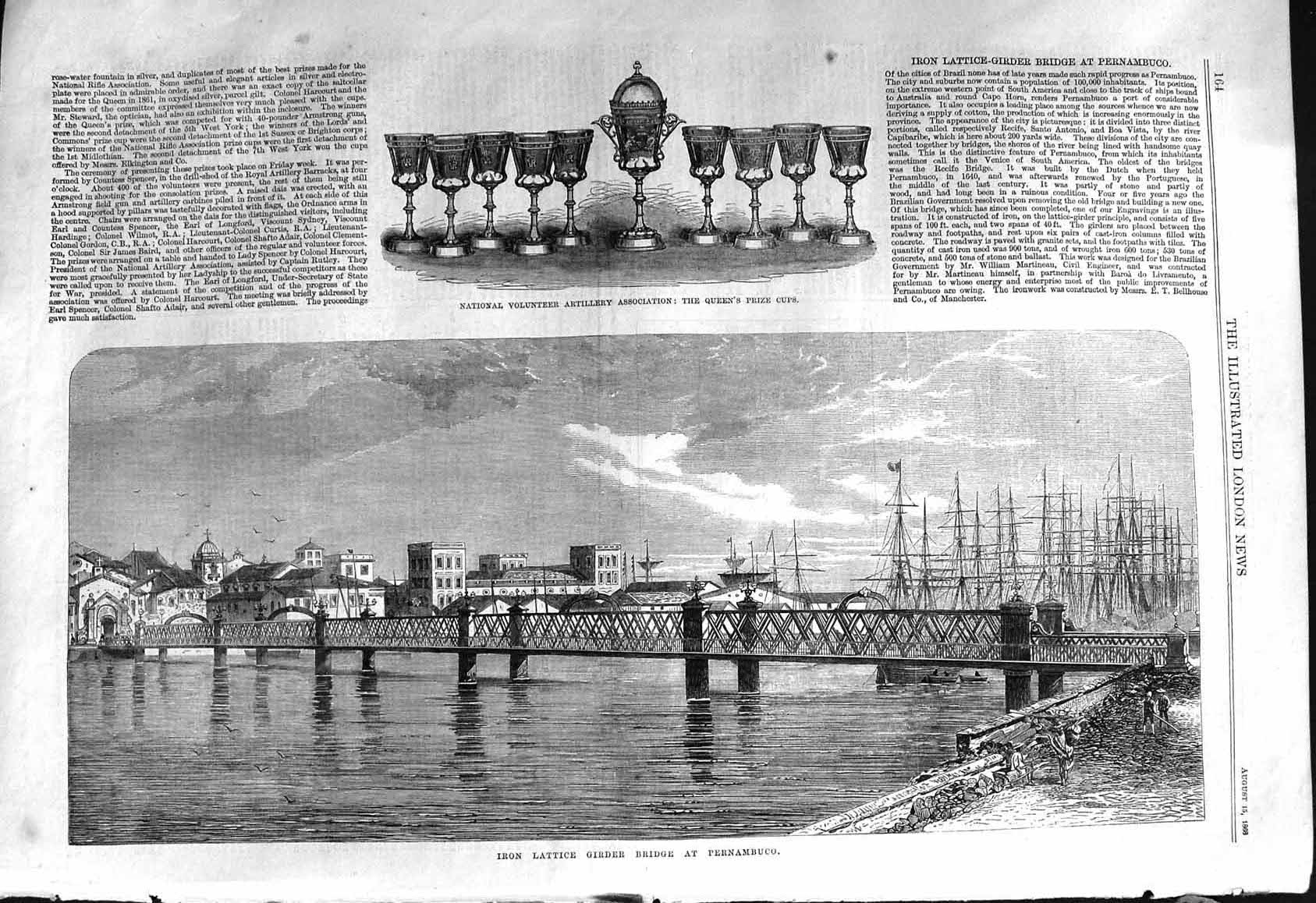 Old 1868 Volunteer Artillery Queen'S Prize Iron Lattice Girder Bridge Victorian