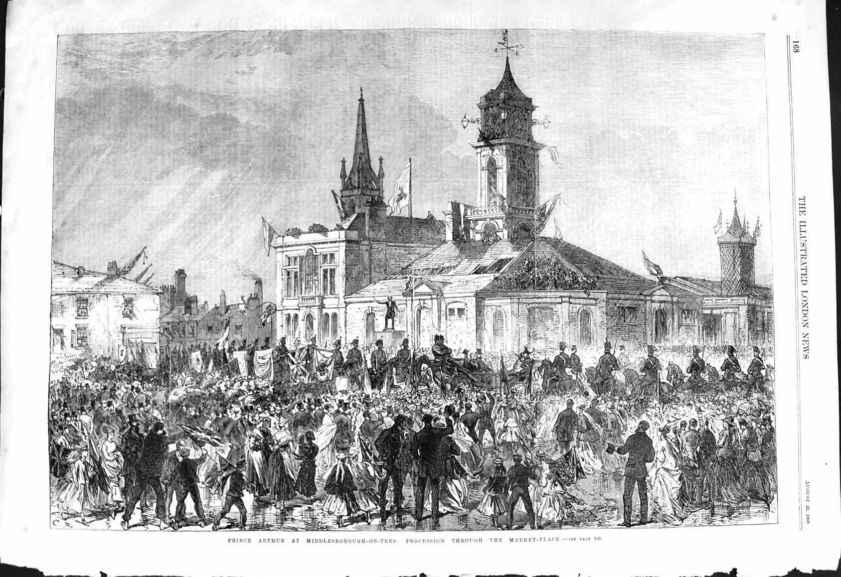 Old 1868 Prince Arthur Middlesborough-On-Tees Procession Through Mark Victorian