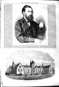 Antique Old Print 1868 Thomas Artist Wesleyan College Belfast Architecture 19th