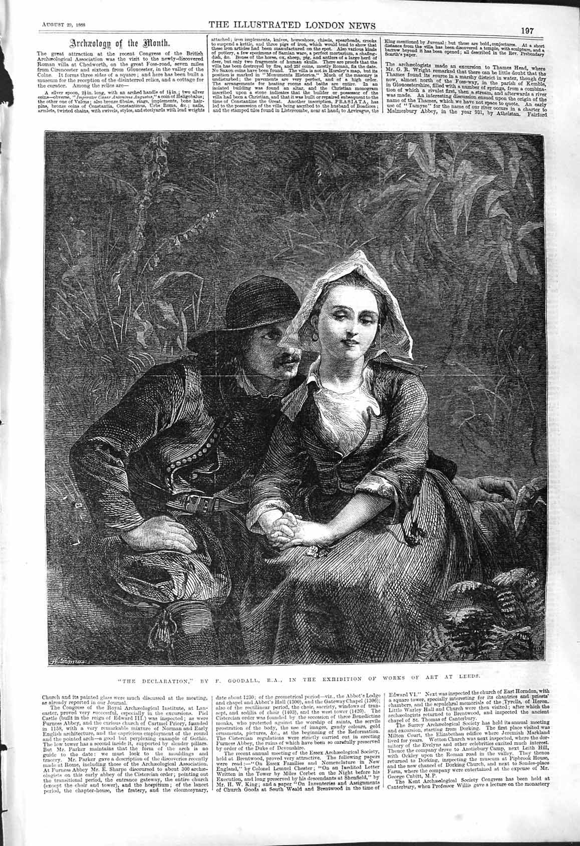 Old 1868 Declaration Man Lady Romance Goodall Exhibition Works Art Le Victorian