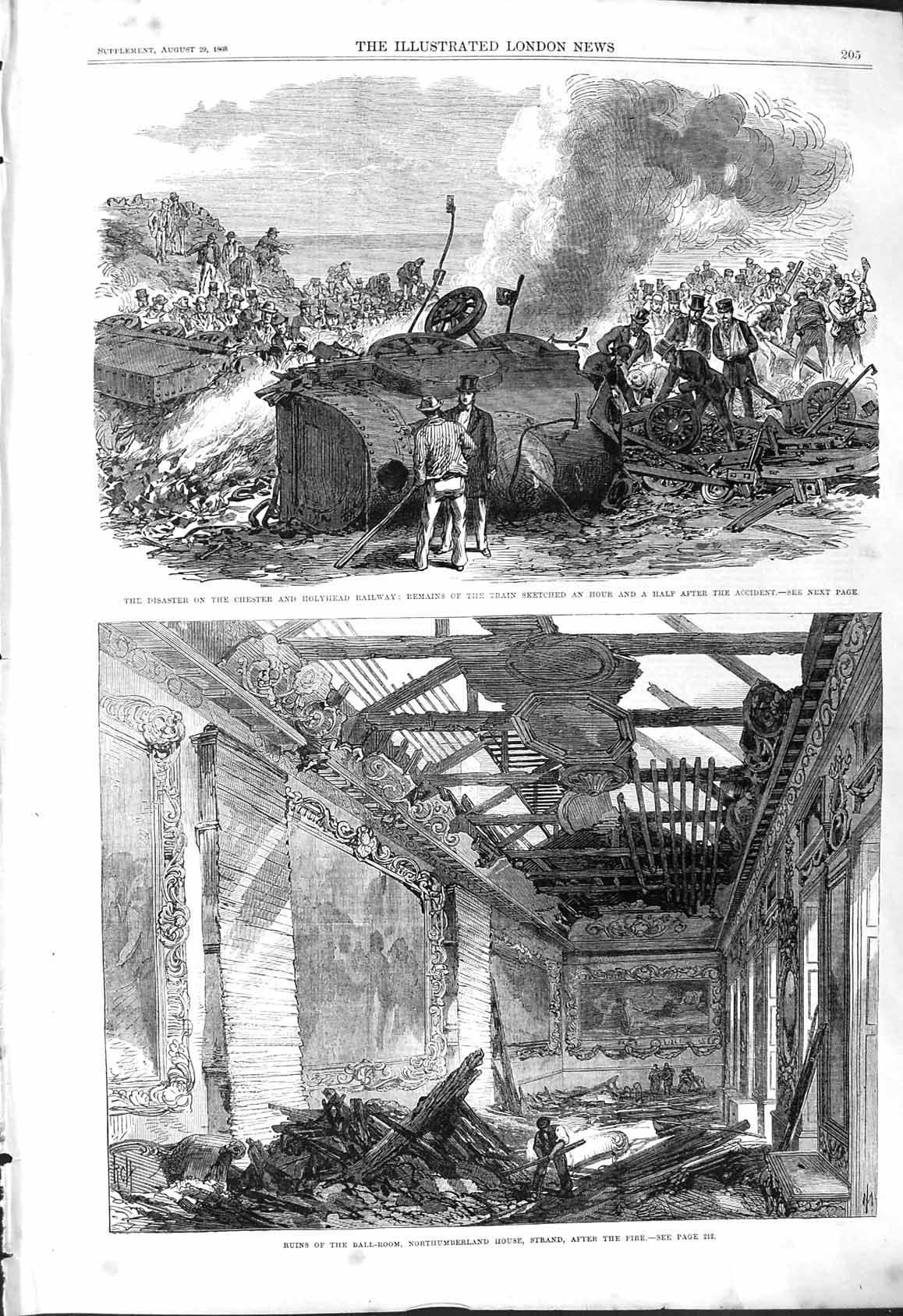 Old 1868 Disaster Chester Holyhead Railway Train Northumberland House Victorian