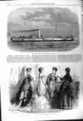 Old 1868 Dutch Iron-Clad Ship Monitor Krokodil Ladies Paris Fashion S Victorian
