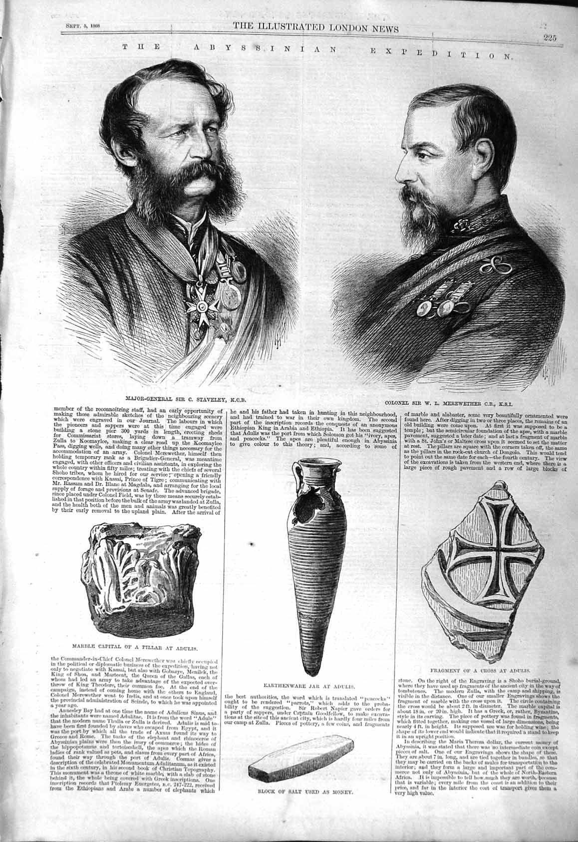 Old 1868 Major-General Staveley Colonel Merewether Abyssinia Archaeol Victorian