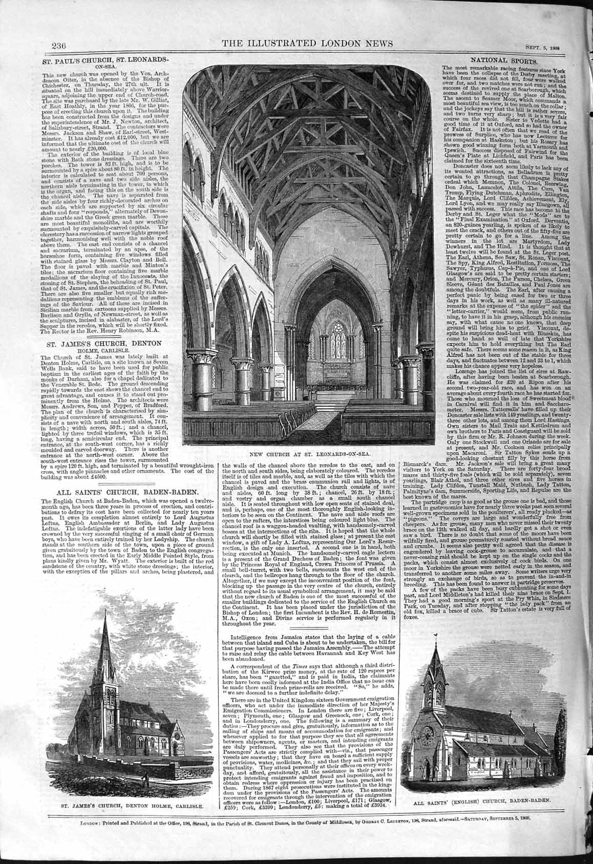 Old 1868 Church St. Leonards-On-Sea James'S Church Denton Holme Carli Victorian