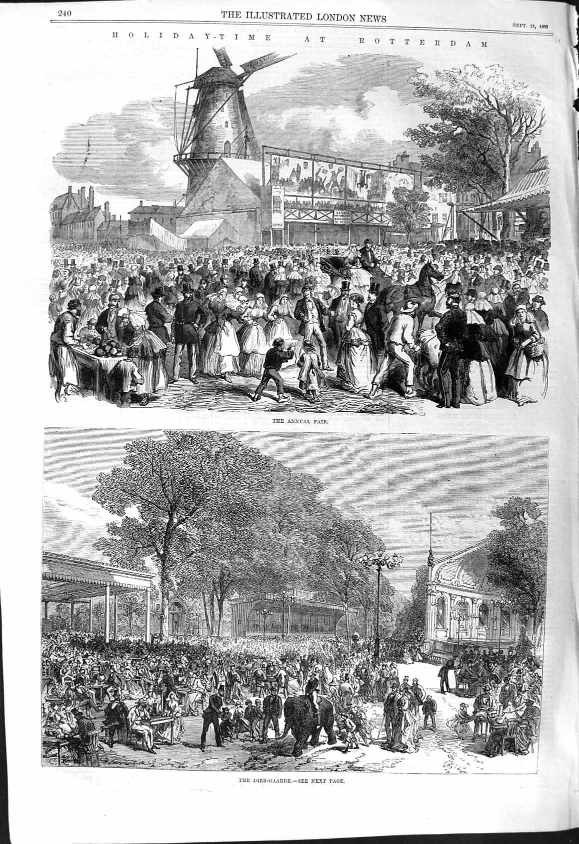 Old 1868 Holidays Rotterdam Annual Fair Dier-Gaarde Elephant Entertai Victorian
