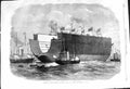 Old Antique Print 1868 Launch Bermuda Floating Dock North Woolwich Ship 19th