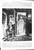 Antique Old Print 1868 Return Fairyland Family Home Fireplace Man Wood Lamont