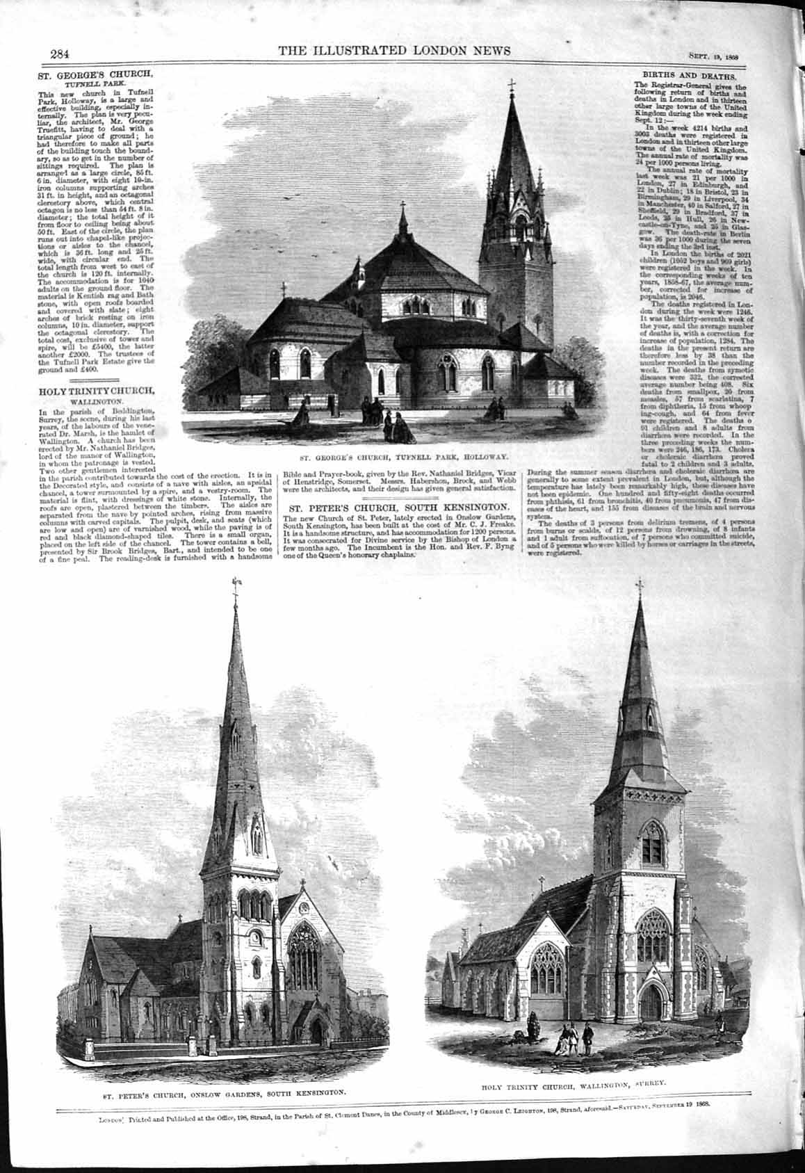 Old 1868 St. George'S Church Tufnell Park Holloway Peter'S Onslow Tri Victorian