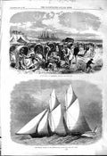 Old 1868 Sands Schevening Holland Cambria Yacht Race Total Eclipse Su Victorian