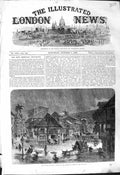 Original Old Antique Print 1868 Floods India Street Scene Bombay Houses Animals