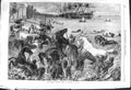 Antique Old Print 1868 Horses Morning Bath Calcutta Washing Ships Fine Art 19th
