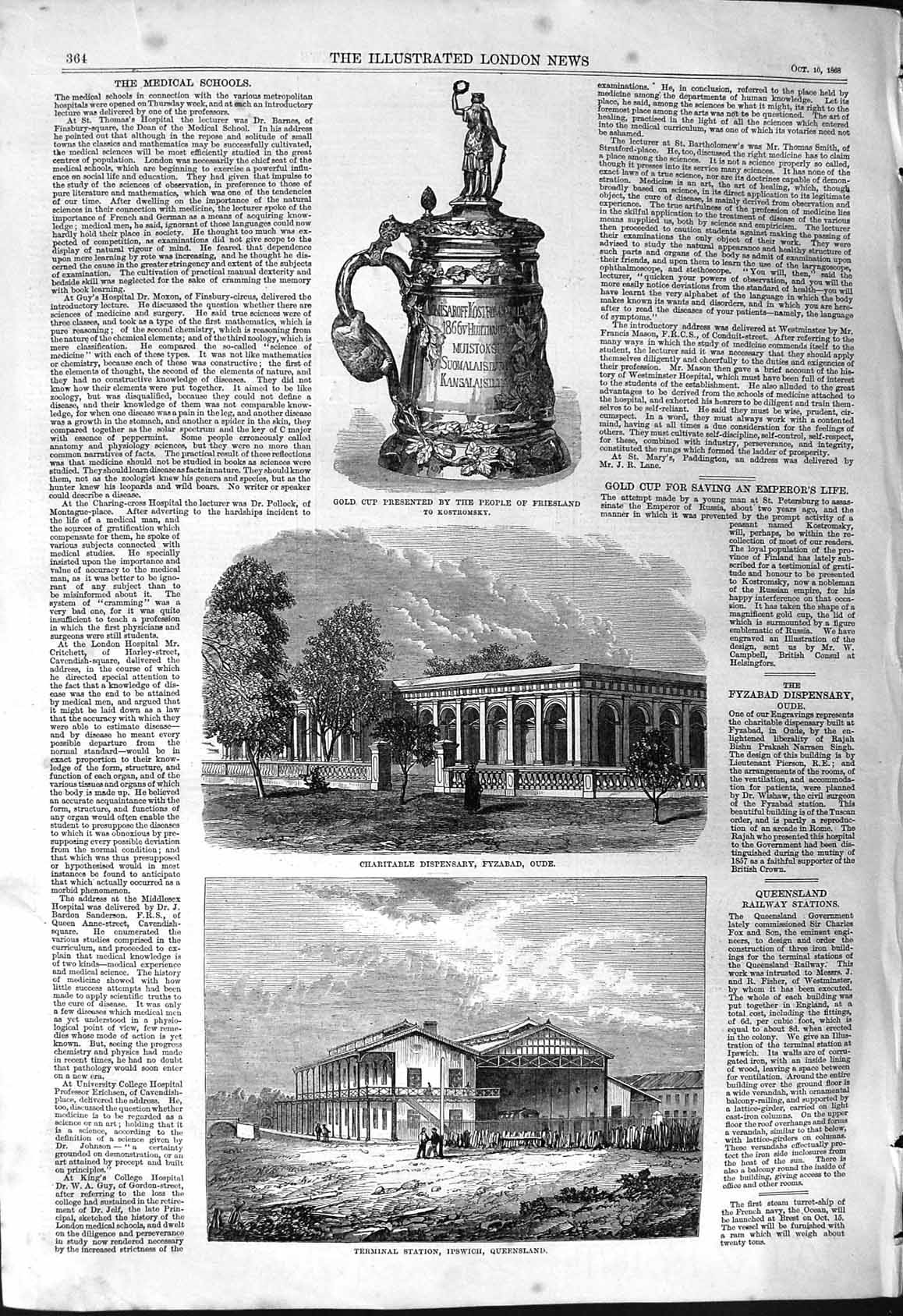 Antique Print 1868 GCup Friesland Terminal Station Ipswich Queensland Dispe