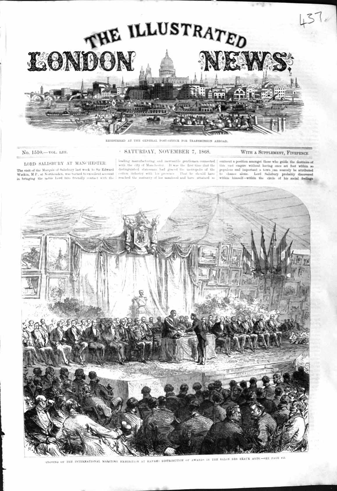 Old 1868 International Maritime Exhibition Havre Awards Salon Des Bea Victorian
