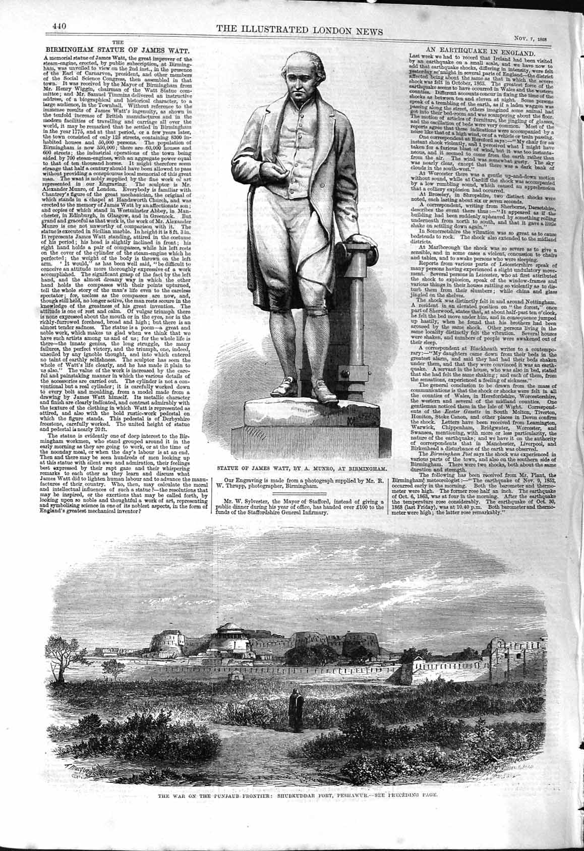 Old 1868 Statue James Watt Munro War Punjaub Frontier Shubkuddar Fort Victorian