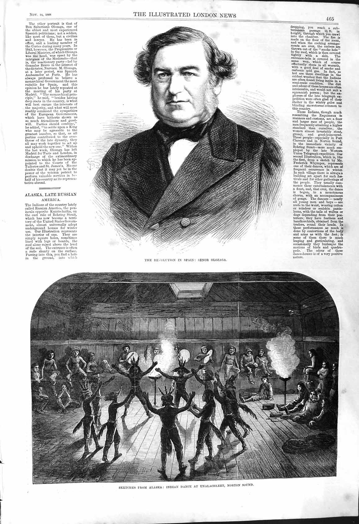 Old 1868 Senor Olozaga Spain Alaska Indian Dance Unalachleet Norton S Victorian