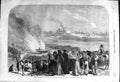 Original Old Antique Print 1868 Revolution Spain Burning Garrotting ScaffMadrid