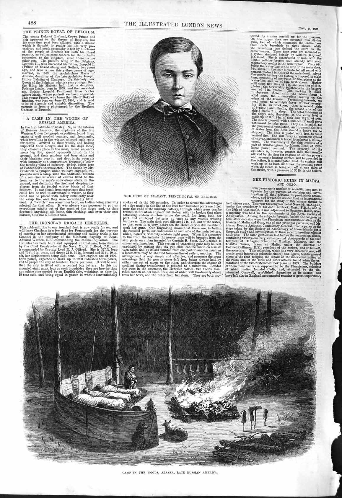 Old 1868 Duke Brabant Prince Royal Belgium Camp Woods Alaska Russian Victorian