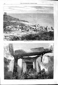 Original Old Antique Print 1868 Archaeology Phoenician Ruins Malta Architecture