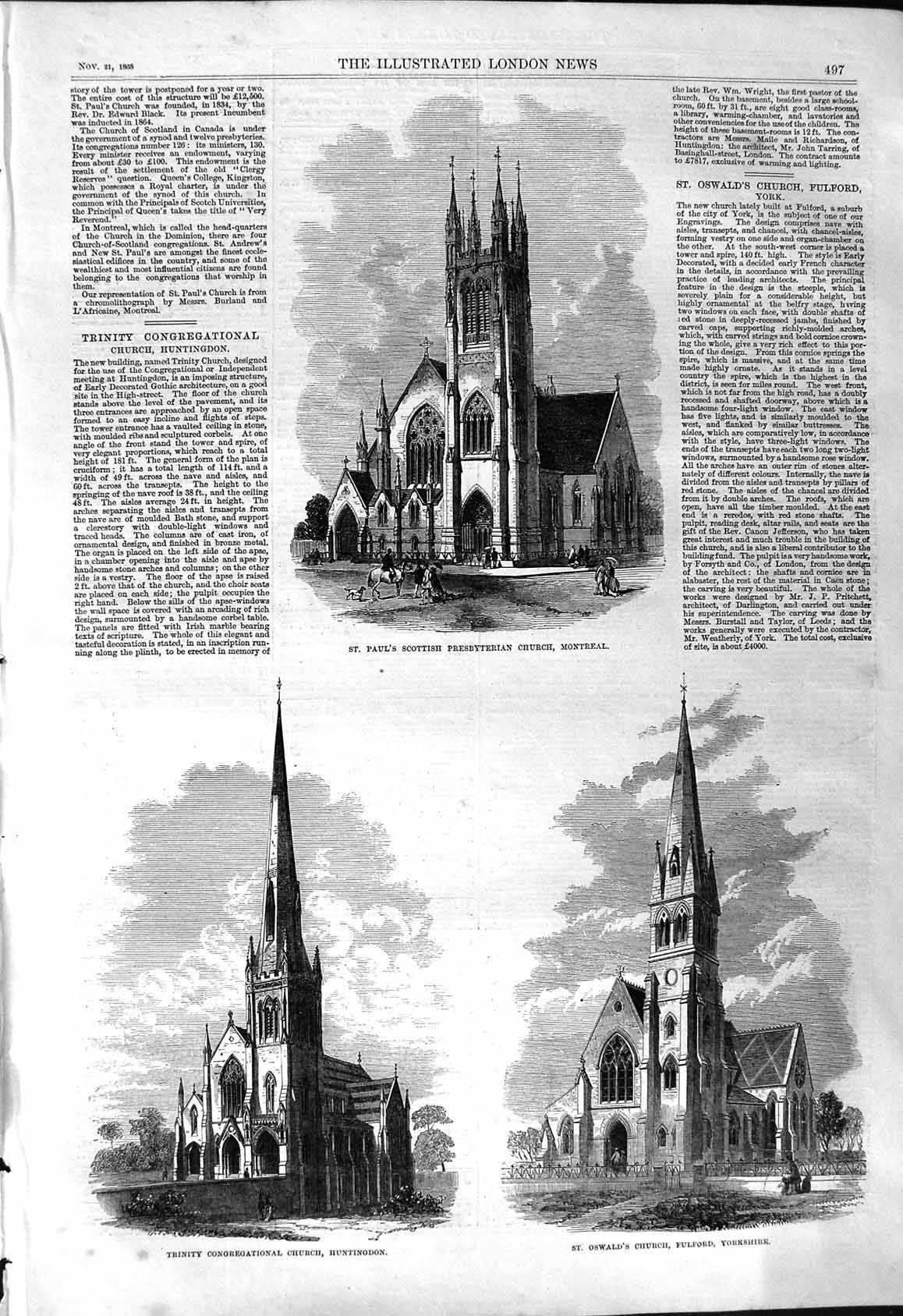Old 1868 Paul'S Scottish Presbyterian Church Montreal Trinity Oswald Victorian