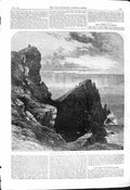 Original Old Antique Print 1868 Fine Art Lighthouse Hill Cape Good Hope Africa
