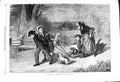 Old Print 1868 Family Preparing Christmas Eve Sledge Children Dog Garland 19th
