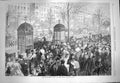 Original Old Antique Print 1869 Boulevards Paris France New Years Day People