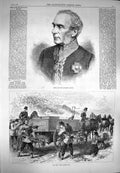 Original Old Antique Print 1869 Sir Richard Mayne Police Army Field Fil 19th