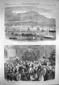 Original Old Antique Print 1869 Hong Kong Regatta Ship University College H 19th