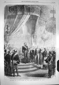 Original Old Antique Print 1869 Papal Nuncio Congratulating Emperor Tuileries