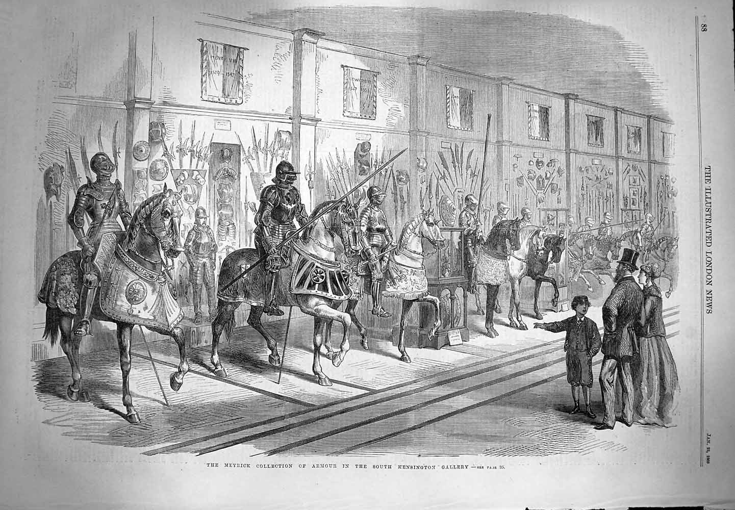 Original Old Antique Print *3288 1869 Meyrick Armour Kensington Gallery