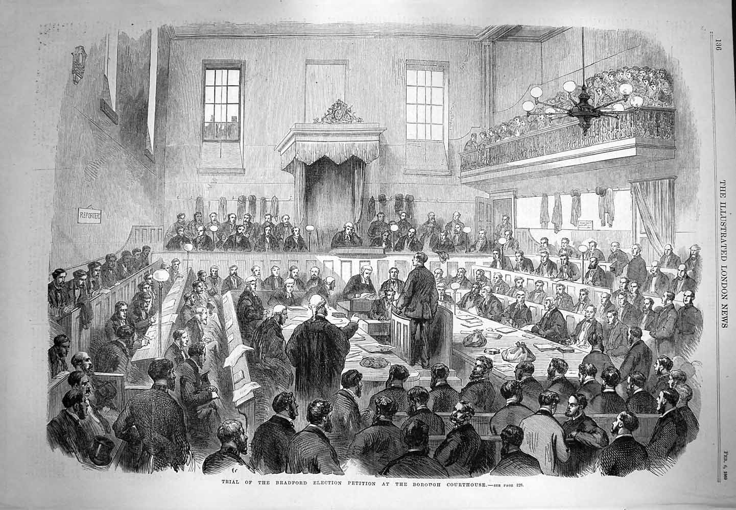 Original Old Antique Print 1869 Trial Bradford Election Borough Cou Victorian