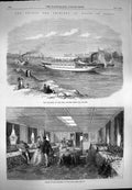 Original Old Antique Print 1869 Egypt Dahabieh Nile Boat Saloon Princ Victorian