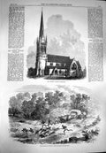 Old Antique Print 1869 Saints Church Sheffield Travell Africa Rain-Pool 19th