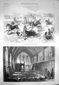 Original Old Antique Print 1869 Windsor Steeplechase Dining-Hall Inner Temple