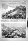 Old Antique Print 1869 Train Crash Indian Peninsula Railway Bhore Ghaut 19th