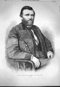 Original Old Antique Print 1869 Portrait General Grant President United States