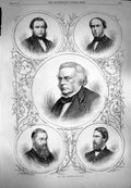 Original Old Antique Print 1869 Ministry Grey Ripon Kimberley Bright Hartington