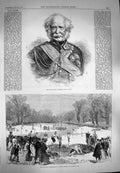Original Old Antique Print 1869 Field Marshal Lord Gough Athletic Sports Putney
