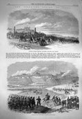 Old Antique Print 1869 Engines Volunteers Dover Castle Ship Ferret Pier 19th